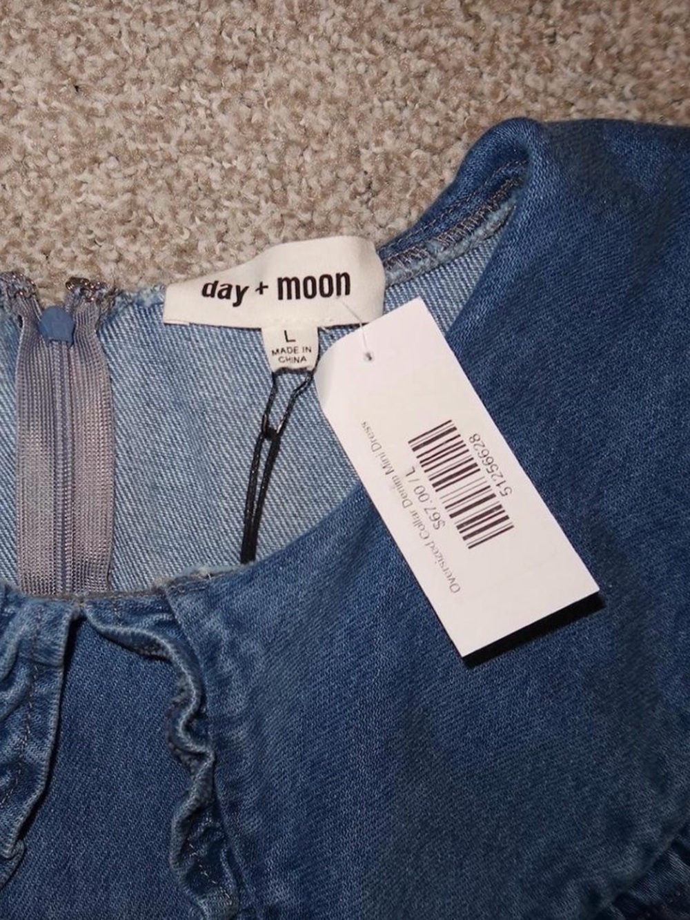 Denim Dress with Peter Pan Collar - Picture 3 of 3
